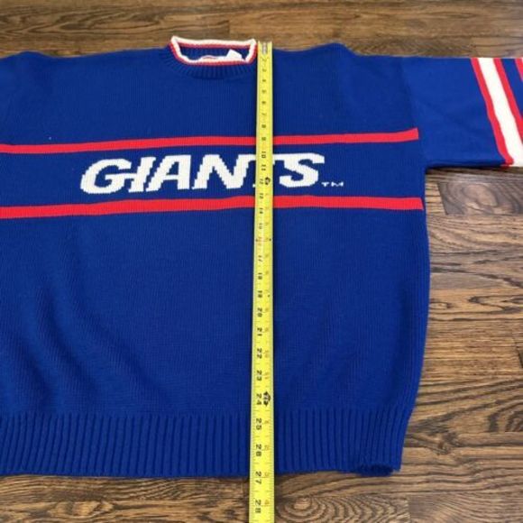 New York Giants Barrel sweater Large 1990s VTG Rare USA made Blue Red White MINT - Picture 5 of 8